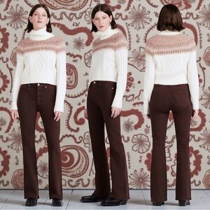 Derek Lam 10 Crosby Women's Harlow High Rise Flare in Chocolate Size 29